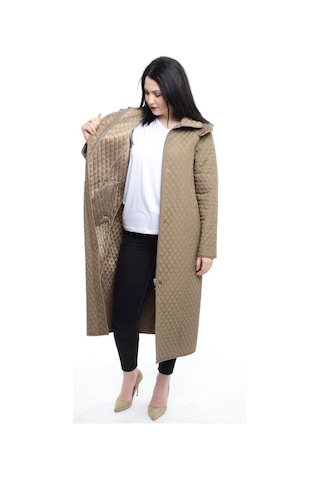 Kadın Kapitone Mont (120 Cm) Vizon Büyük Beden Çok Renkli