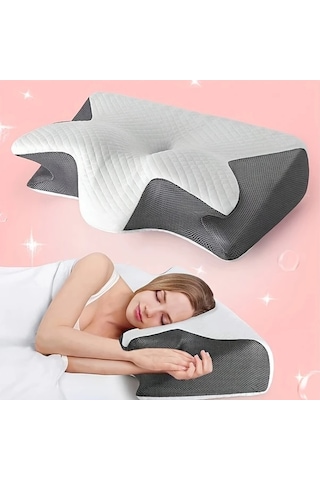 Maxaccess Beyaz Yandan Yatmaya Uygun Konforlu Hafıza Köpük Boyun Yastığı Sağlam Destek