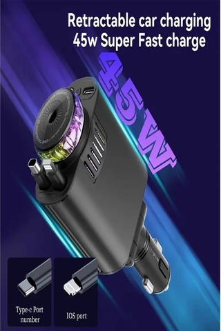 Led Işık Aydınlatmalı 45w Hava Nemlendirici 5 1 Arada Şarj Cihazı Araç İçi Çakmaklık Şarj Aleti 11147012