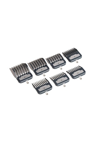 Serisi Premium Saç Kesme Makinesi Eklenti Tarak Seti, Kesme Korumaları Metal Klipsli Kesme Kılavuzları, Siyah, 7 Adet 60121210