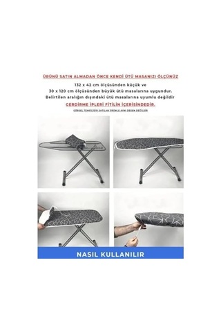 Ütü Masası Örtüsü Kılıfı 138x48cm Ayarlanabilir Ipli Kılıf Bezi Krem Diğer
