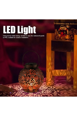 Tenfowee Güneş Enerjili Dış Mekan Demir Açık Desenli Askı Lambası - Ip55 Su Geçirmez Bahçe Dekoratif Işık