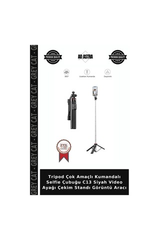 Tripod Çok Amaçlı Kumandalı Selfie Çubuğu C13 Siyah Video Ayağı Çekim Standı Görüntü Aracı