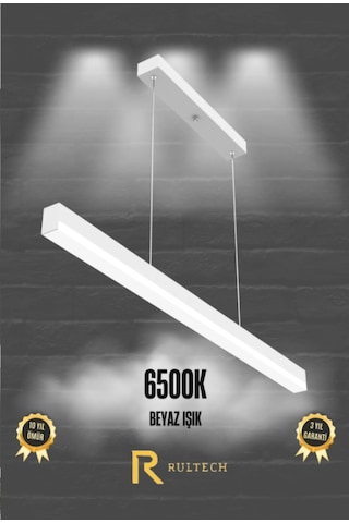 Linear Magro 80cm Beyaz Kasa Sarkıt Modern Led Avize, Salon, Mutfak, Ofis, Mağaza, Masa Üstü Led Beyaz