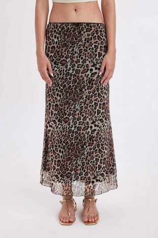 Defacto A Kesim Leopar Desenli Yüksek Bel Pamuk Astarlı Tül Maxi Etek D4469AX24AUBK81 Siyah