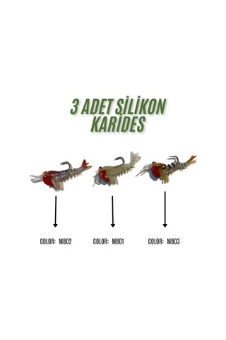 3 Renk Görünümlü Silikon Karides 7 Gram