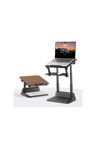 Bix Saiji D8 Ergonomik Laptop Standı Ahşap Yüzey Fare Platformlu Yükseklik Ayarlı Katlanabilir 11-17 İnç Dizüstü Bilgisayar Standı