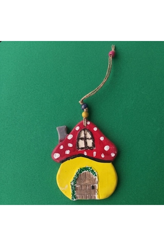 Cutemodels Mantar Ev Sarı Duvar Süsü Ağaç Süsü Kapı Süsü 9x11 Cm