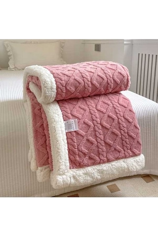 Flybuy Yumuşak Pembe Kuzu Yoğun Kadife Hqgoodstore Ev Düz Çift Battaniye 200x150cm Pembe
