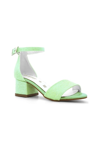 Lilo Simli Yeşil Tek Bantlı Kız Çocuk Topuklu Abiye Ayakkabı Yeşil