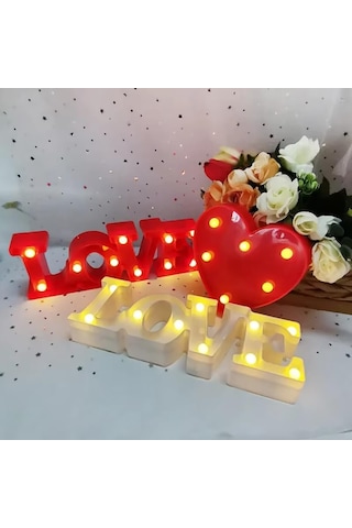Lexroo Romantik Kalp Şeklinde Led Masa Lambası, Dekoratif Işık, Sevgililer Günü Hediyesi Çok Renkli