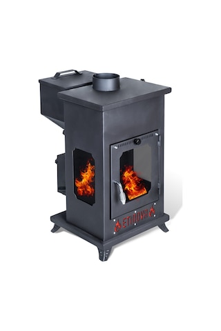 Etinova Eti-k5 Küçük Üç Tarafı Camlı Fırınsız Şömine Tipi Pelet Soba