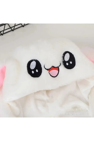 Mj Toys Peluş Tavşan Şapka Kulakları Hareket Eden Işıklı Modlu Beyaz
