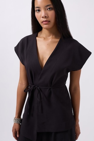 Modasize Bağcık Detay Yelek Siyah