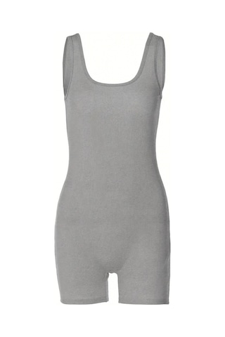 Soonaksesuar Kadın Kalın Askılı Bodycon Tulum Gri