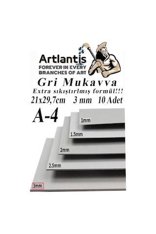 A4 Mukavva Gri 3 Mm 10 Adet 1 Paket 21x29.7 Cm A-4 Mukavva 3 Mm Kalınlığında A-4 Mukavva Genel