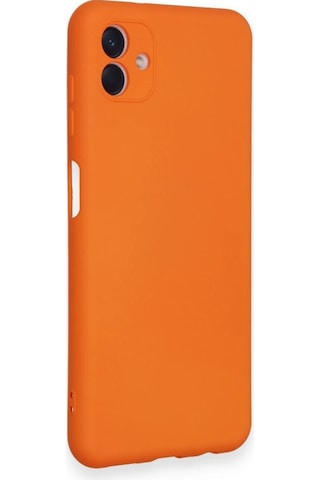Samsung Galaxy Uyumlu  A04 Kılıf Nano İçi Kadife Silikon - Turuncu Düz Renkli