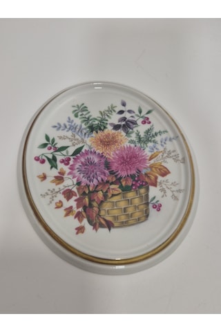 Vintage Dekoratif Çiçek Temalı Porselen Duvar Tabağı 13,5cm 002