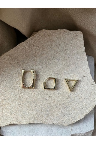 Ysx Jewelry Geometrik Üçlü Küpe Seti Çok Renkli