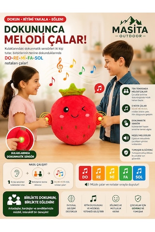 Masita Dokunmatik Ve Ritim Sensörlü İnteraktif Müzikli Peluş Oyuncak Karışık Modeller 1 Adet Kırmızı