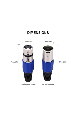 2 Adet - 3 Pin Xlr Konektörü Dişi + Erkek Mikrofon Jackı - Mikrofon Ses Jakı