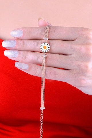 Papatya Silver 925 Ayar Gümüş Toplu Rose Kaplama Papatya Bileklik
