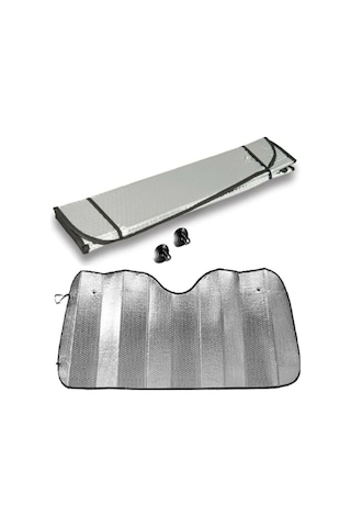 Araba Ön Cam Güneşliği 130x60 Cm Parlak Folyolu Katlanabilir Oto Güneşlik Alüminyum Yüzeyli Araç Güneşten Koruyucu Perde Branda Universal Boy Oto Güneşlik 88810503