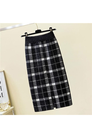 Sonbahar Kış Kadın Midi Örme Etek Kadın Etek Yüksek Bel Kalınlaşmak Taklit Vizon Kadife Katı Ince Etekler Beyaz