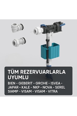 Tüm Rezervuarlarla Uyumlu Sessiz Dolum Şamandırası Seti 1/2 Ve 3/8 Giriş, Evrensel Uyumlu Tasarım Genel
