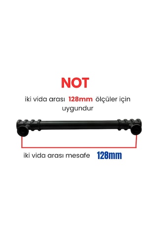 50 Adet Halka Boru Siyah Metal Mobilya Kulpu 128mm Siyah