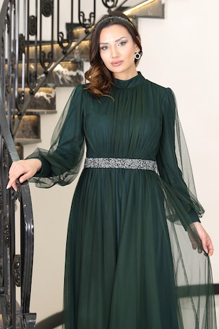 Alia Şık Taş Detaylı Büyük Beden Tesettür Abiye - Alya İndigo