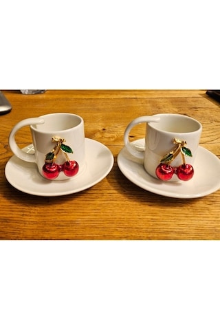 Kirazlı Kahve Fincanı Ve Kadeh Set