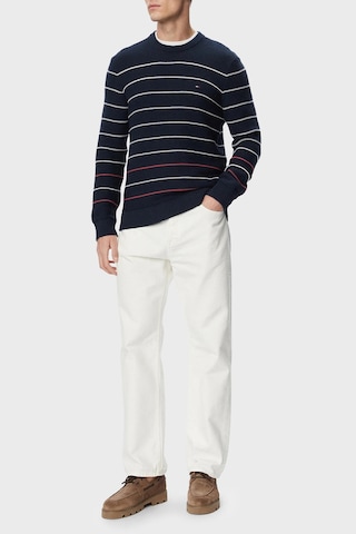 Tommy Jeans Pamuklu Regular Fit Çizgili Bisiklet Yaka Kazak Erkek Kazak Dm0dm23384 C1g Lacivert