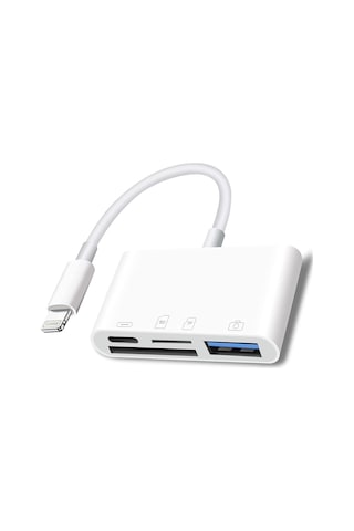 Dofolink Type-c Çok Fonksiyonlu Kart Okuyucu - Sd/tf/usb Ve Şarj Desteği, Kamera Fotoğraflarını Telefonla Paylaş, Plug & Play, Beyaz Kutulu