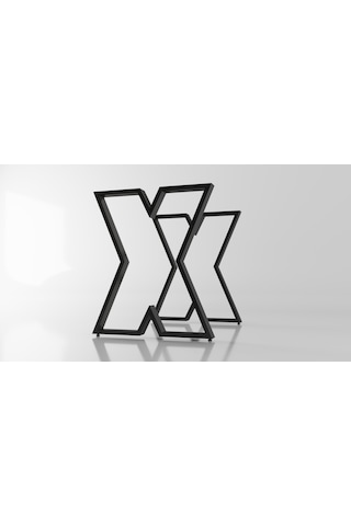 Kalın X Model Metal Ayak Seti Siyah Metal Masa Ayağı