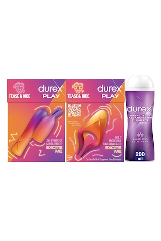 Durex Çoklu Erojen Bölge Uyarıcı+ 2si1 Arada Vibratör Ve Uyarıcı Başlık+aloevera Kayganlaştırıcı Jel