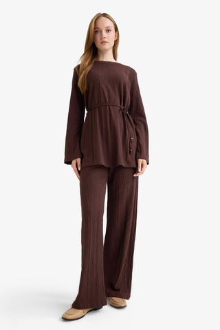 Defacto Wide Leg Geniş Bol Paça Pantolon F6368ax25aubn328 Kahve
