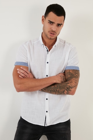Buratti Pamuklu Slim Fit Düğmeli Yaka Kısa Kollu Erkek Gömlek Cf21S112546 Beyaz