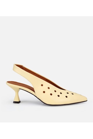 Hotiç Kadın Deri Sarı Delikli Arkası Açık Kısa Topuklu Stiletto 01ayh321470a520 01ayh321470a520
