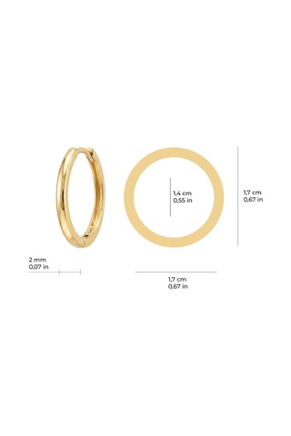 Altın Halka Küpe 1.7 Cm Çap İçi Dolu Döküm 14 Ayar