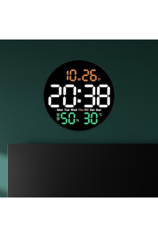 Maiyame Siyah Kasa Renkli Işık Turuncu, Beyaz, Yeşil Sessiz Dijital Termometre Ve Saat ÇOk Renkli