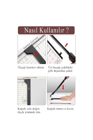 Giyotin Kağıt Kesme Makinesi A3 Metal Kollu Tablalı A5-a4-a3 Ayarlanabilir Sürgülü Paslanmaz Kaliteli