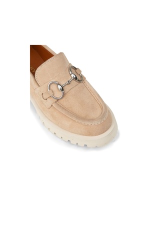 Deery Kadın Hakiki Süet Bej Tokalı Loafer - 02037zbejc01