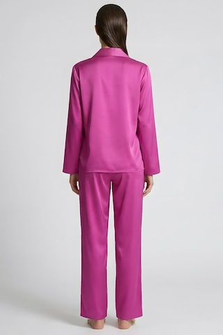 Amoris Fuşya Uzun Saten Pijama Takımı