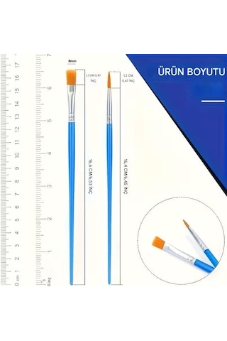 Düz Ve Yuvarlak Fırça Seti, Akrilik, Sulu Boya, Yağlı Boya, Dıy Çizim, Seramik, Resim Fırça-10 Adet