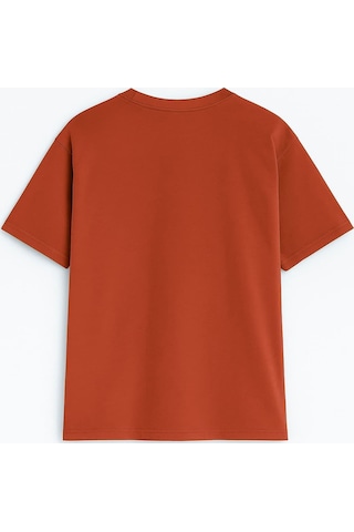 Markapia Woman Kadın Bisiklet Yaka %100 Pamuk Blok Baskılı Kısa Kollu T-shirt Be Kremit