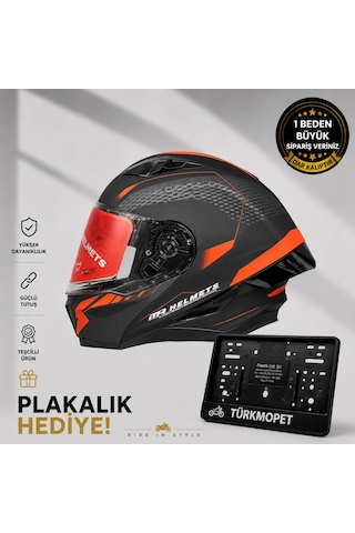 Mh Sports Çene Açılır Güneş Vizörlü Kask + Plakalık Kırmızı