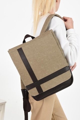 Baginn Kadın Sırt Çantası 35 22 Cm Kanvas Kumaş Laptop Bölmeli Business Sırt Çantası Okul Çantası Mega Bag Bej
