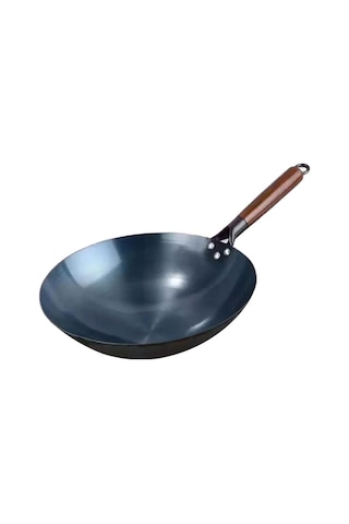 Dökme Demir Wok, Kızartma Tavası, Yuvarlak Tabanlı Kaplamasız, Yapışmaz 34cm