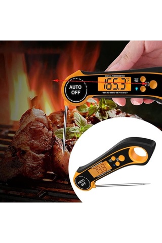 Dinosaurs Pişirme Için Et Termometre Katlanabilir Prob Anında Oku Bbq Izgara Ev Turuncu